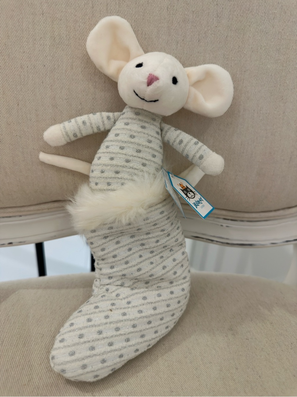 NWT Retired Jellycat Jolly Shimmer Stocking Mouse Authentic